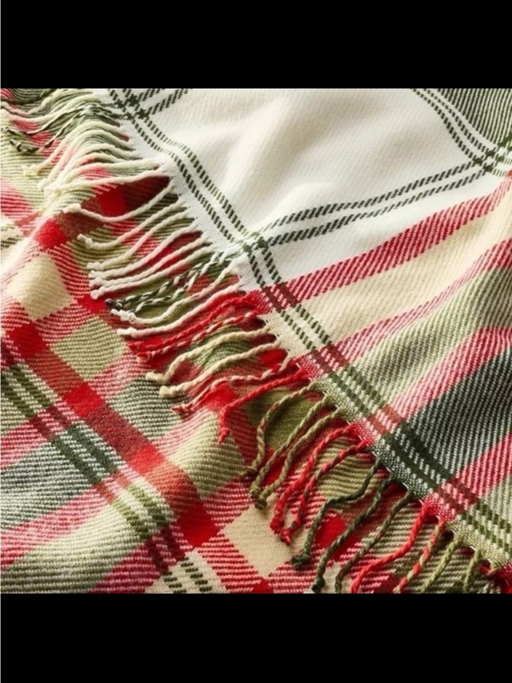 Hearth & Hand with Magnolia Plaid Throw in Olive Green, Red, & Cream - Picture 2 of 10